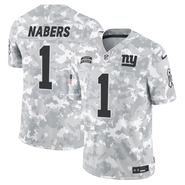 Men's New York Giants #1 Malik Nabers 2024 F.U.S.E Arctic Camo Salute to Service Limited Football Stitched Jersey